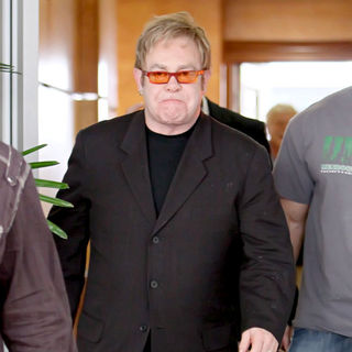 Elton John in Elton John Leaving E. Baldi Restaurant in Beverly Hills After Having Lunch