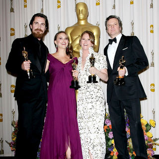 Christian Bale, Natalie Portman, Melissa Leo, Colin Firth in 83rd Annual Academy Awards (Oscars) - Press Room