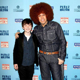 Greyson Chance, Perez Hilton in 'Perez Hilton's Blue Ball 33rd Birthday Celebration' - Arrivals