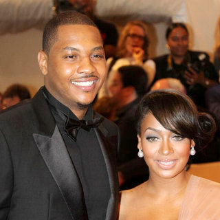 Carmelo Anthony, La La Vazquez in Alexander McQueen: Savage Beauty Costume Institute Gala