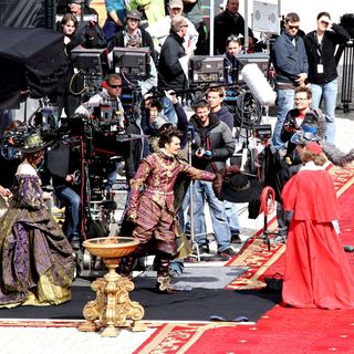 Milla Jovovich, Orlando Bloom, Christoph Waltz in On The Set of 'The Three Musketeers'