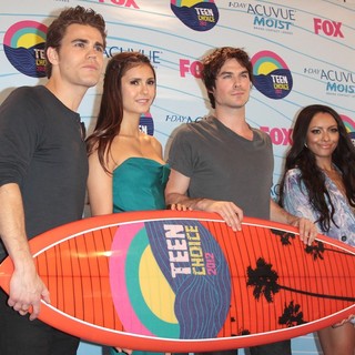 Paul Wesley, Nina Dobrev, Ian Somerhalder, Katerina Graham in The 2012 Teen Choice Awards - Press Room
