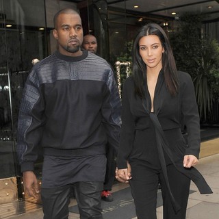 Kanye West, Kim Kardashian in Kim Kardashian and Kanye West Leave Their Hotel Holding Hands