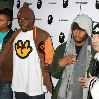 Pharrell Williams, Pusha T, Shay Haley, Nigo in The Opening of The Bathing Ape Store in Soho