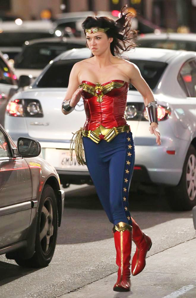 Adrianne Palicki in Filming in Hollywood on The Set of 'Wonder Woman'