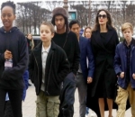 Angelina Jolie and Her Children Caught on Camera Selling Organic Dog Treats 