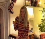 Claudia Schiffer Hanging Out Versace Stocking for Christmas