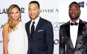 Chrissy Teigen Is 'Honored' Dwyane Wade Falls on Her and John Legend Courtside - See Funny Pic