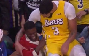 Anthony Davis Lands on Kevin Hart's Lap During NBA Game