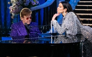 Dua Lipa and Elton John Match in Bedazzled Outfits During Virtual Oscar Party