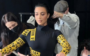 Kim Kardashian Wrapped Up in Balenciaga Caution Tape at Paris Fashion Week