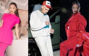 Ariana Grande and Chris Brown React to Rihanna's Pregnancy-Revealing Super Bowl Performance