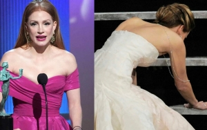 Jessica Chastain Blames Her Dress After Having a Jennifer Lawrence Moment at 2023 SAG Awards