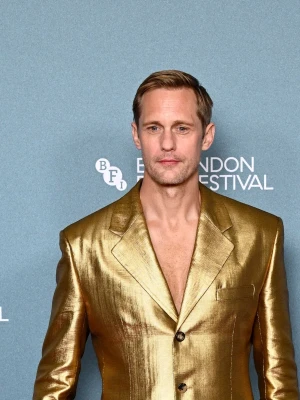 Alexander Skarsgård Stuns in Bold Clear Shoes at London Film Festival Premiere