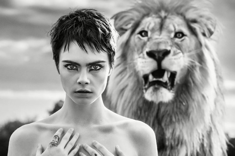 Topless Cara Delevingne Poses With Lion in New TAG Heuer Campaign