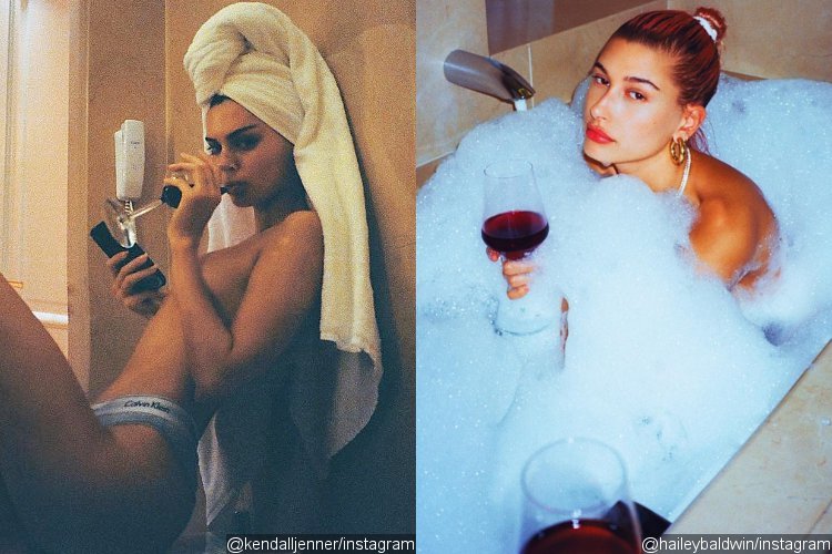 Topless Kendall Jenner And Hailey Baldwin Enjoy Wine In New