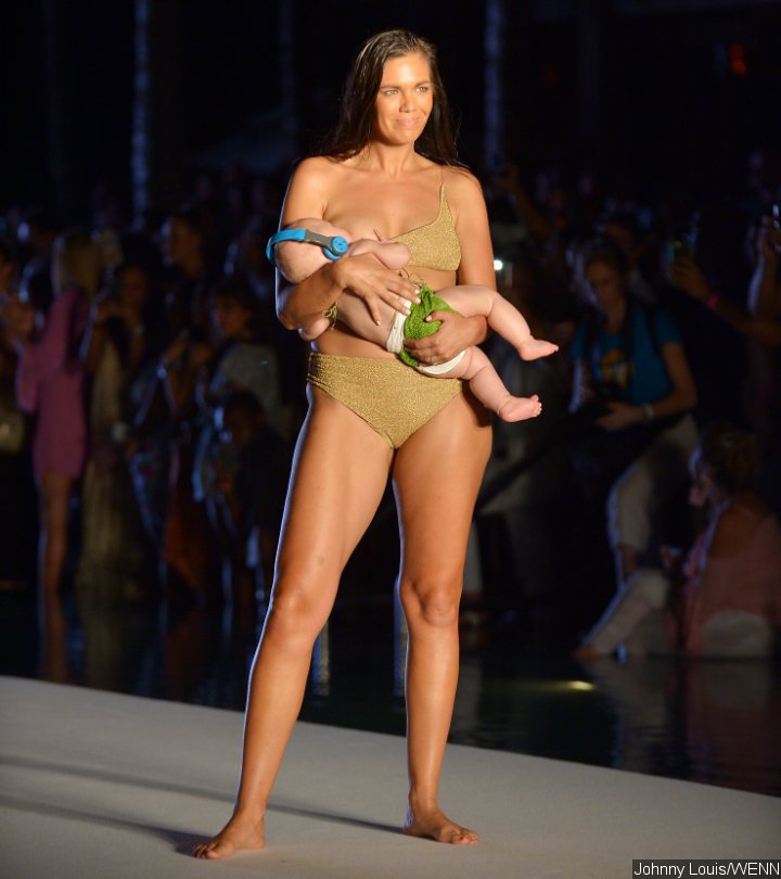 Mara Martin Breastfeeds Her Baby at Sports Illustrated Swim Search Show