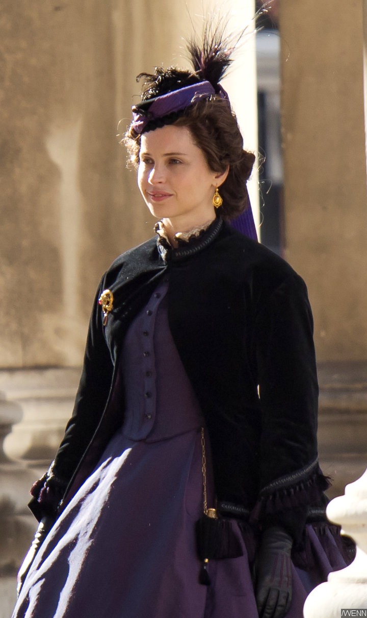 Felicity Jones on the set of 