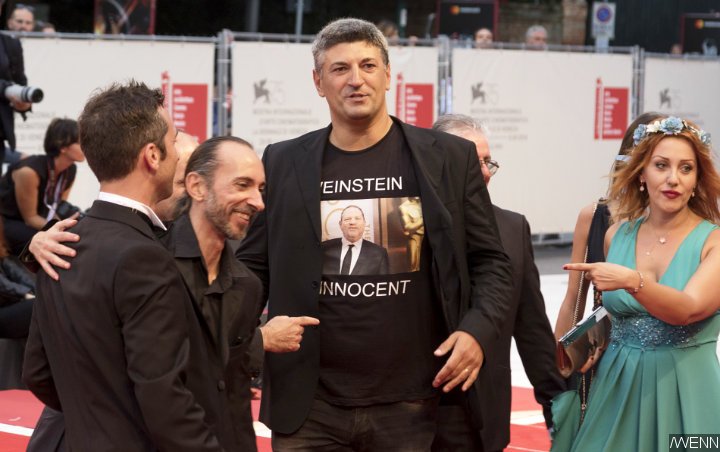Luciano Silighini Garagnani Wears Pro-Harvey Weinstein T-Shirt at Venice Film Festival