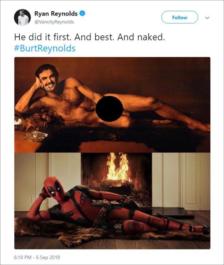 Ryan Reynolds Pays Tribute to Burt Reynolds on Twitter