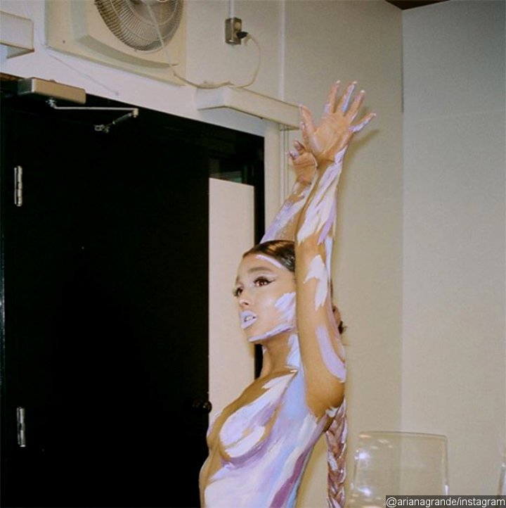 Topless Ariana Grande Covered in Body Paint
