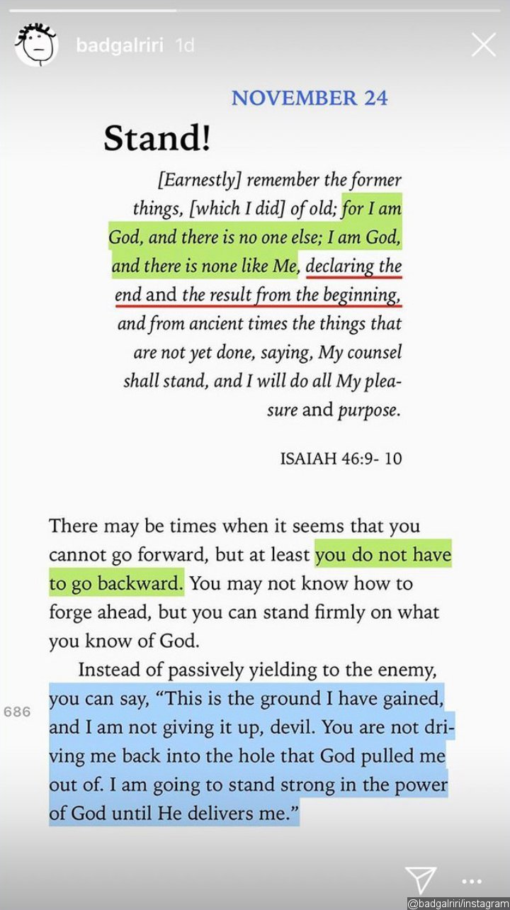 Rihanna Quoted Bible Verse on Instagram Story