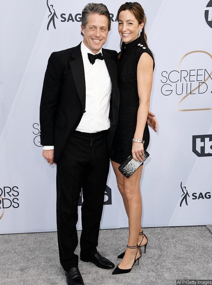 Hugh Grant and Anna Eberstein at the 2019 SAG Awards