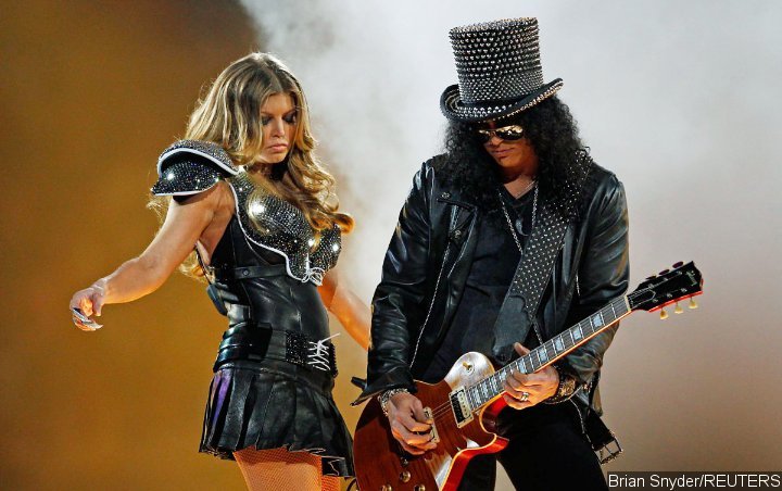 Fergie and Slash at Super Bowl XLV