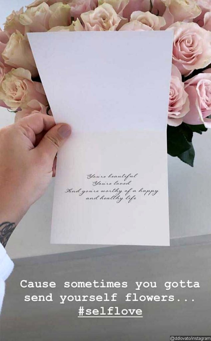 Demi Lovato Sends Herself a Flower Bouquet and Encouraging Message
