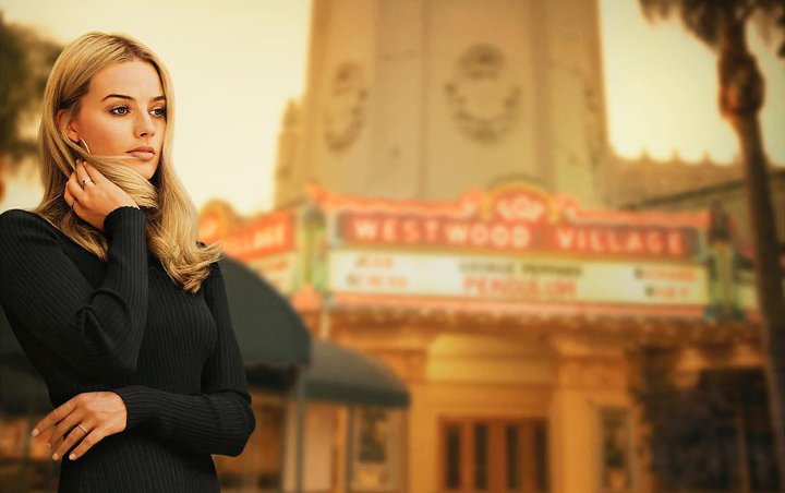 Margot Robbie as Sharon Tate boots & mini Once Upon A Time in Hollywood Poster