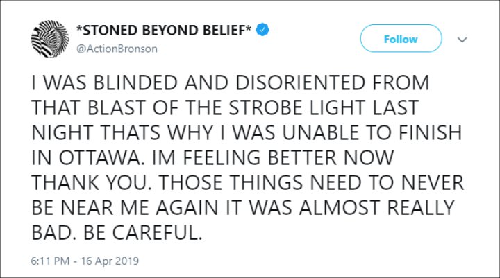 Action Bronson's Twitter post.