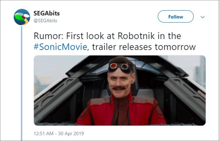 Leaked 'Sonic the Hedgehog' Movie Photo Reveals Jim Carrey as Dr. Robotnik