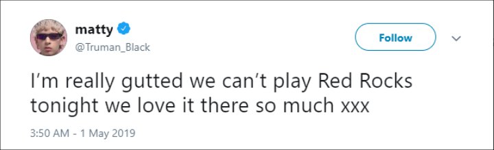 Matt Healy's Twitter Post.