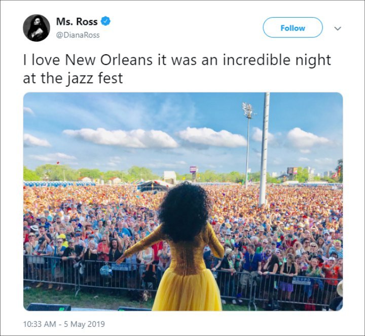 Diana Ross Tweeted After New Orleans Show