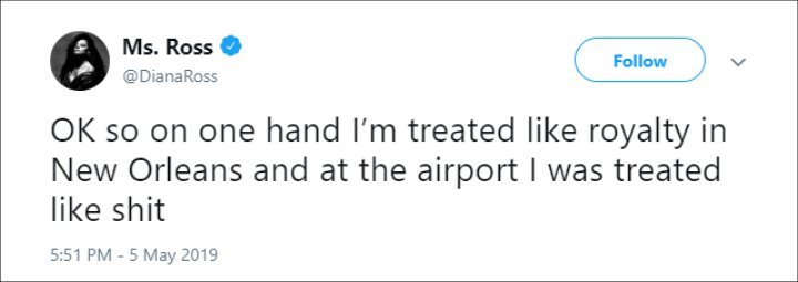 Diana Ross Complained About the Treatment She Received at New Orleans Airport