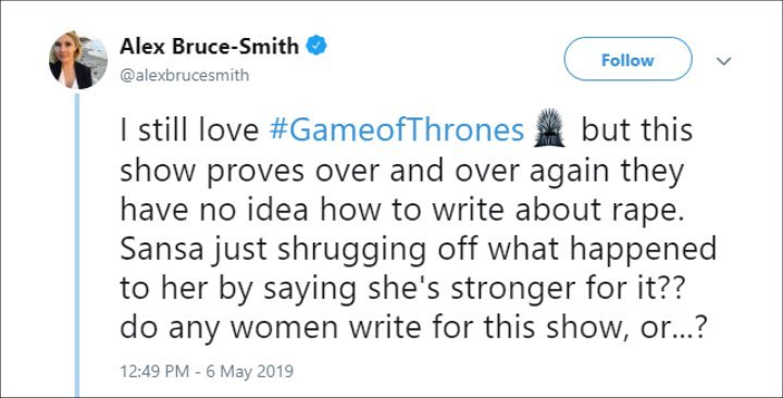 The user still loved Game of Thrones.