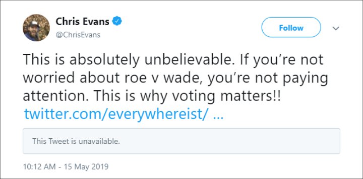 Chris Evans Reacts to Alabama Abortion Bill