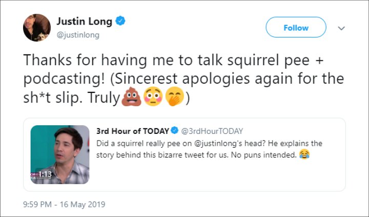 Justin Long Apologizes for Cursing on Live TV