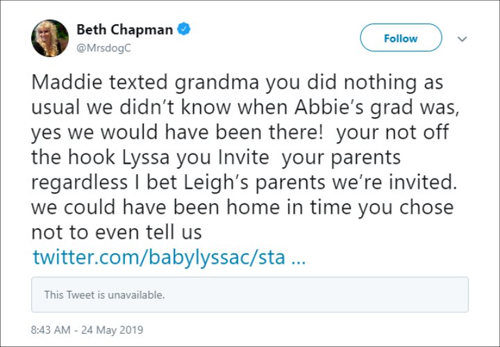 Beth Chapman Responds to Lyssa's Tweet
