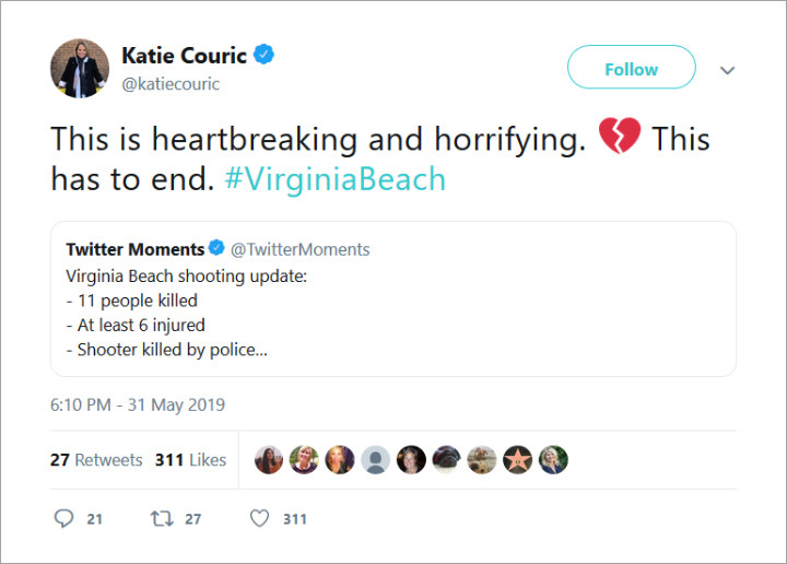 Katie Couric Reacted to Virginia Shooting