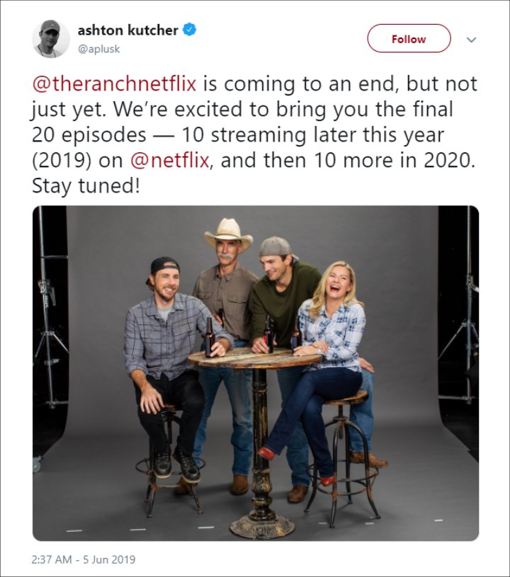 Ashton Kutcher Announces the End of 'The Ranch'