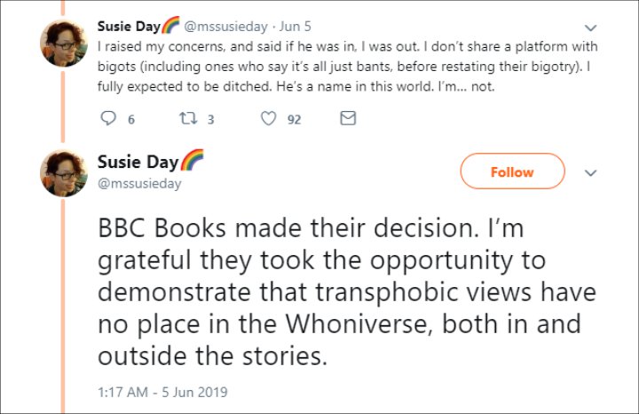 Susie Day Reacts to Gareth Roberts' Removal From 'Doctor Who: The Target Story'