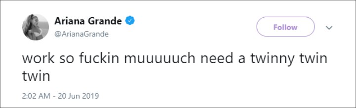Ariana Grande's Twitter post.