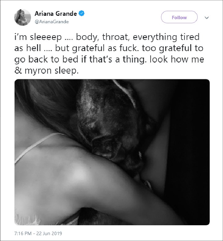 Ariana Grande's Twitter Post.