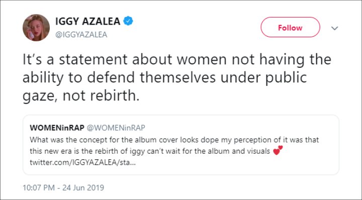 Iggy Azalea's Twitter Post.