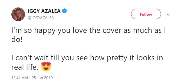 Iggy Azalea's Twitter post.