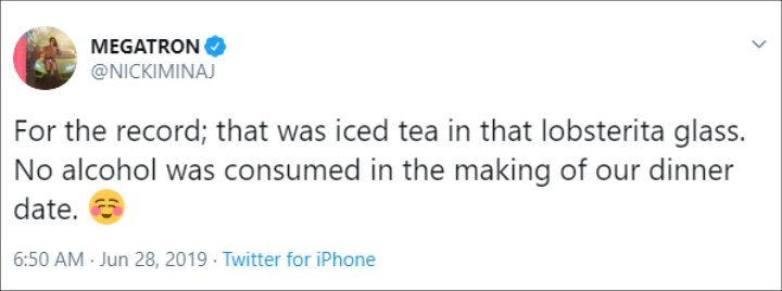 Nicki Minaj's Tweet.