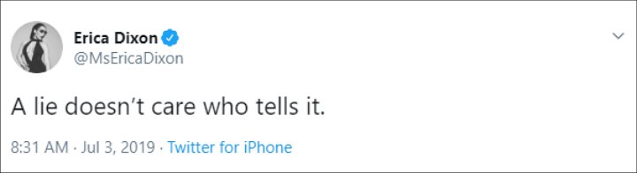Erica Dixon's Twitter post.