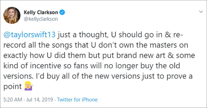 Kelly Clarkson Offers Solution to Taylor Swift's Back Catalog Drama With Scooter Braun