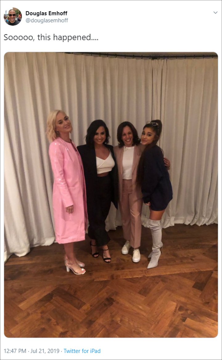 Katy Perry, Demi Lovato and Ariana Grande Attend a Fundraiser for Kamala Harris at Scooter Braun's House